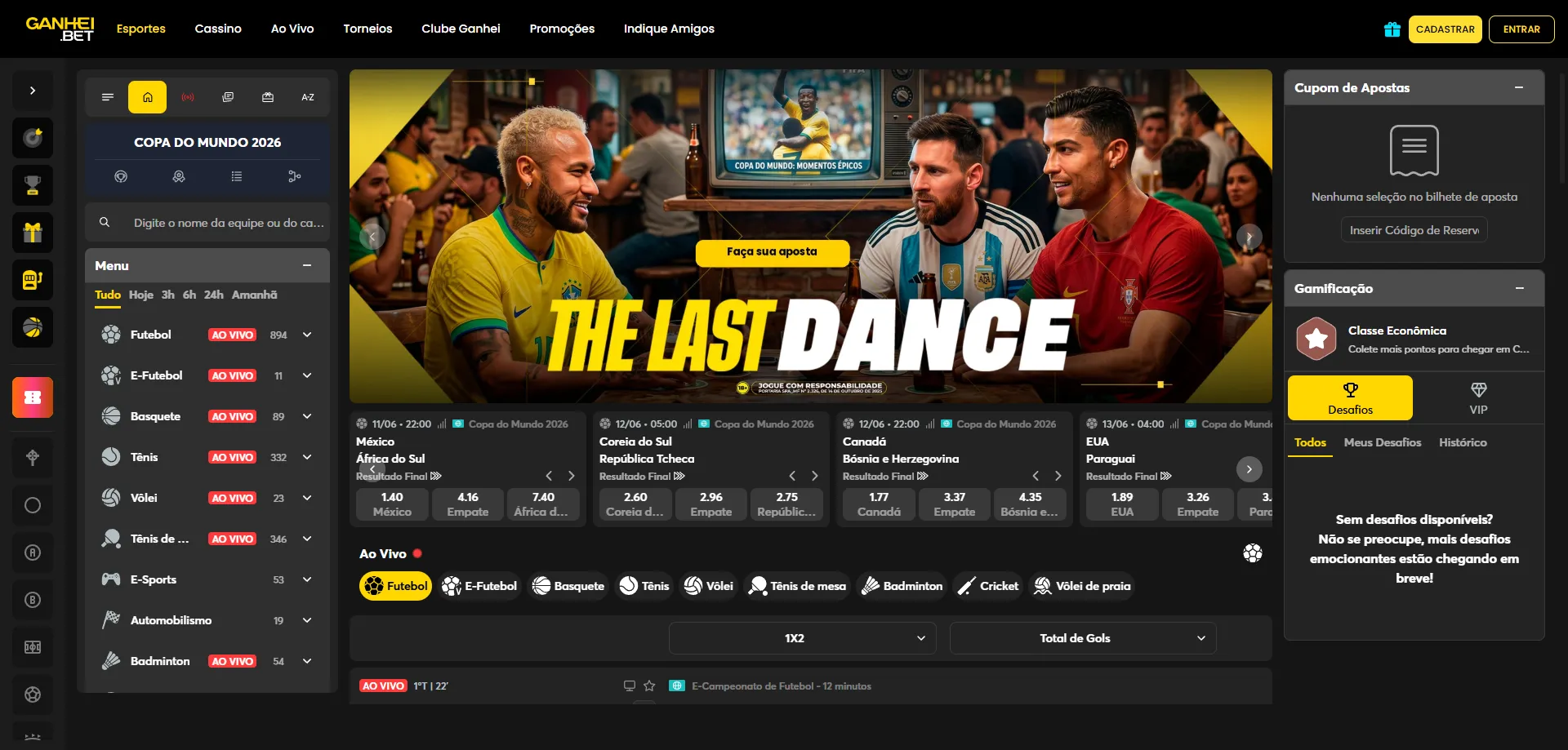 Apostas esportivas na Ganhei Bet &mdash; futebol, esports e mercados ao vivo no Brasil